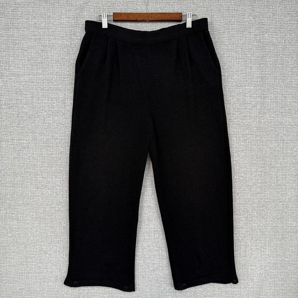St. John Pants - St John Knit Cropped Pants High Waist Career Casual Black Trousers Sz L Santana